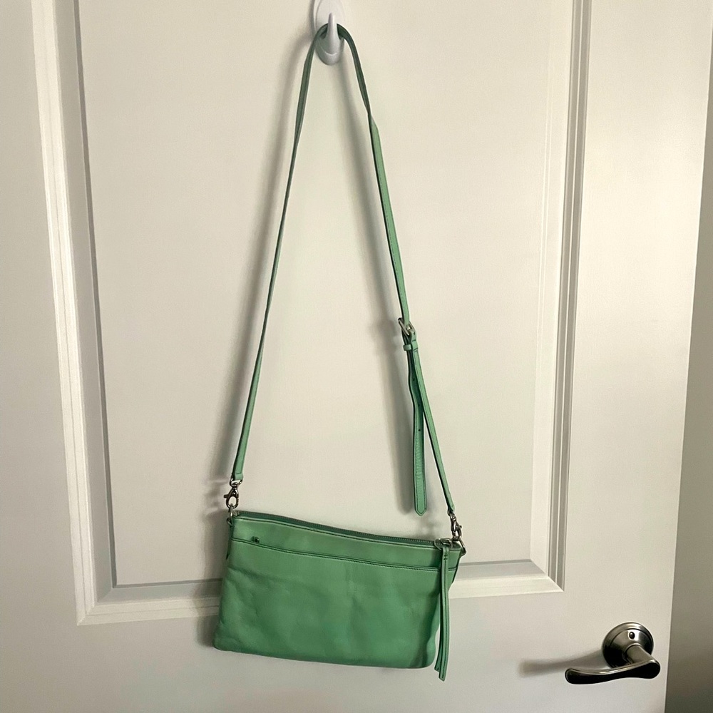 Fossil mint pastel green leather shoulder crossbody bag